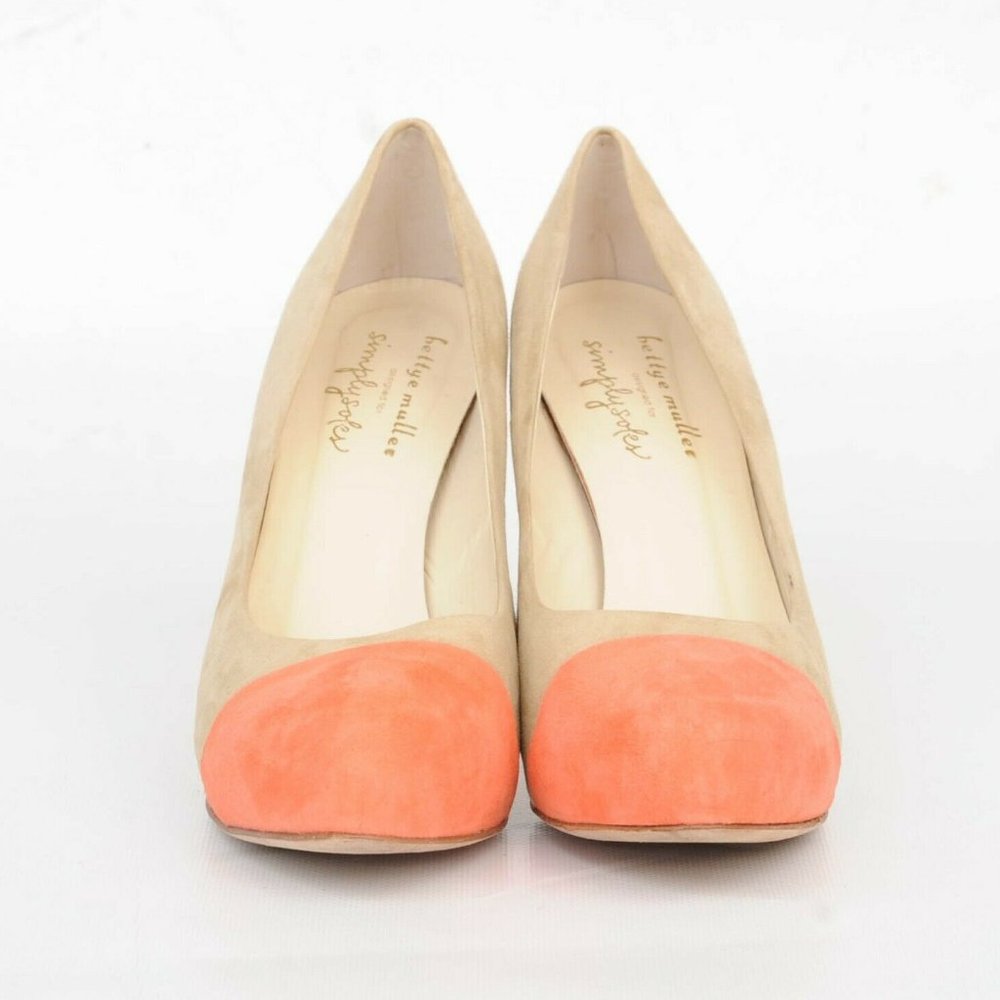 Bettye Muller x Simply Soles Beige Suede Melon Cap Toe High Heel Women 8.5 Italy - Picture 12 of 12